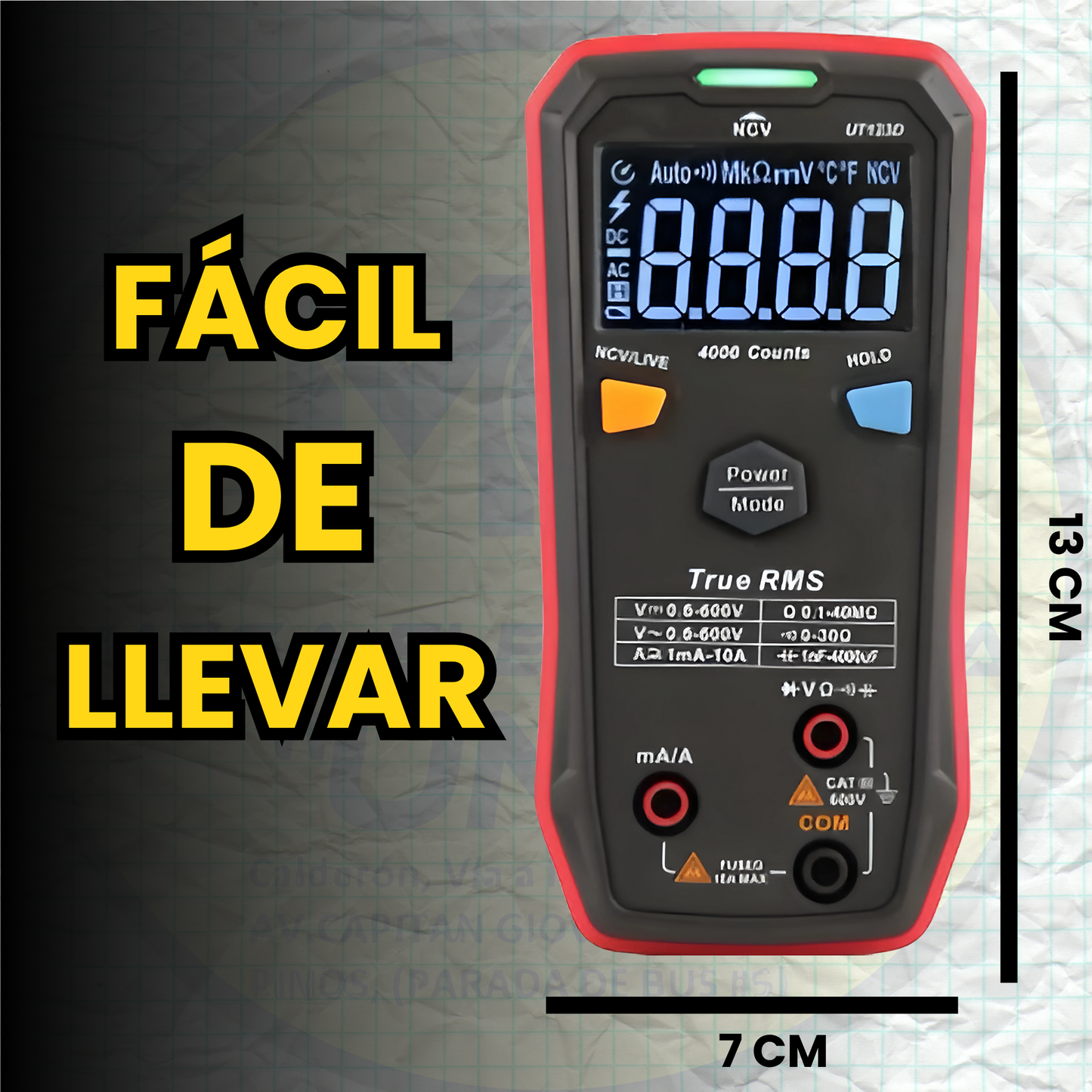 Multímetro Inteligente UT123D: Identificación Automática, NCV, Voltaje AC/DC, Resistencia, Continuidad, Diodos - Ideal para el Hogar y Aprendizaje