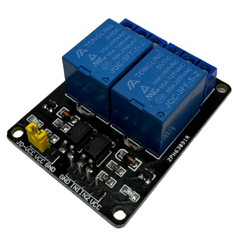 Módulo Relé 5V de 2 Canales con Aislamiento y LEDs Indicadores