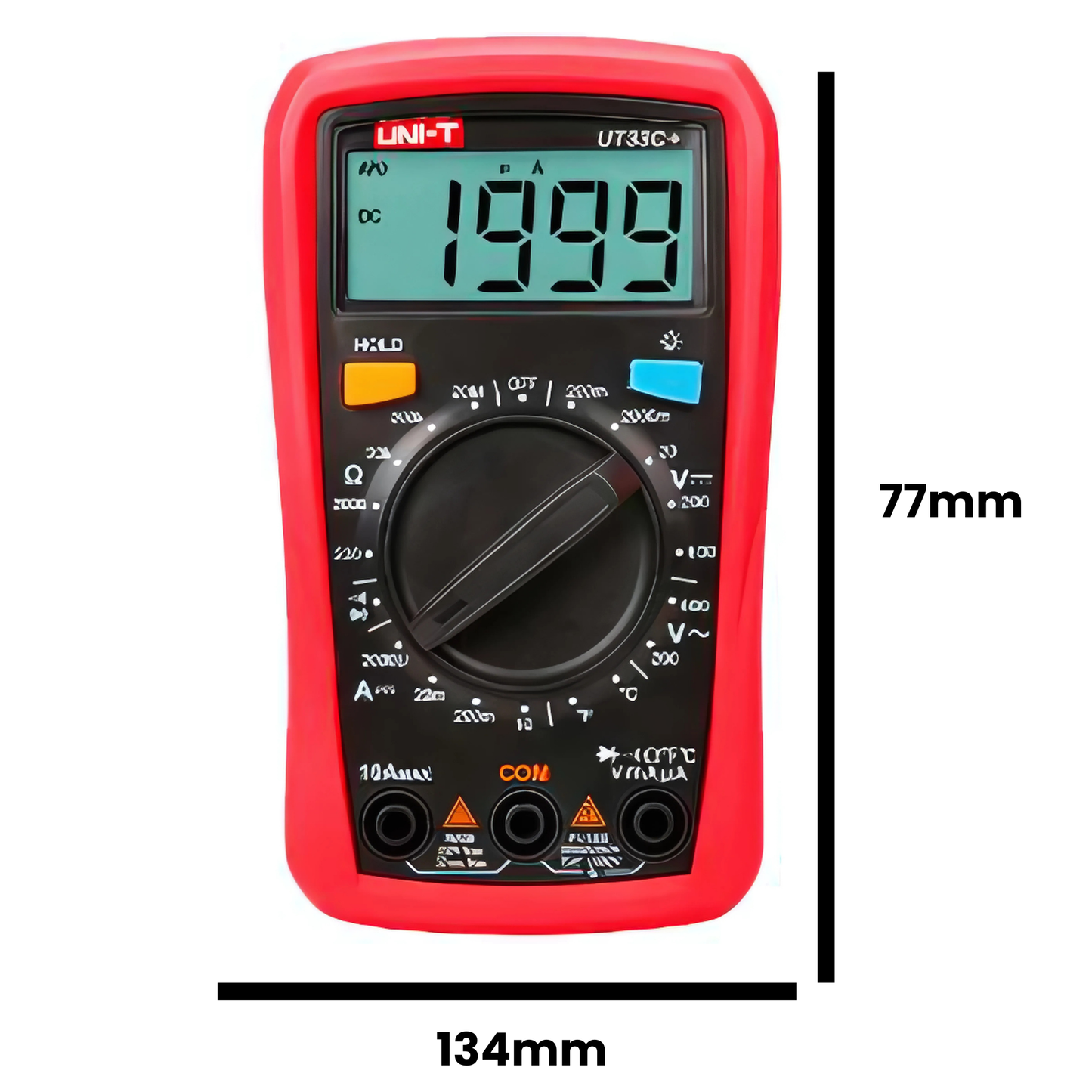 Multímetro Digital UNI-T UT33C+: Preciso con Medición de Temperatura, 600V AC/DC, 10A DC y Resistencia