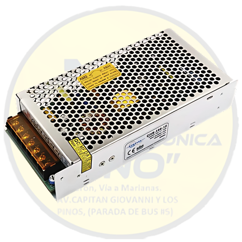 Fuente conmutada 12V 16.5A – Potencia de 200W – Ideal para sistemas de alto consumo como tiras LED potentes, cámaras múltiples y controladores industriales.