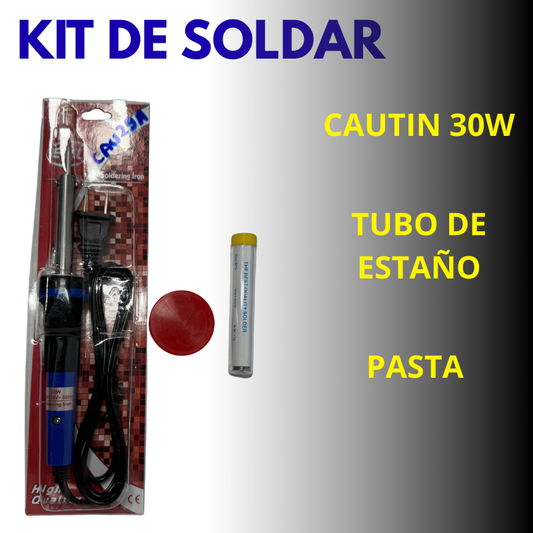 Kit de Soldadura para Estudiantes – Cautín 30W, Pasta y Estaño