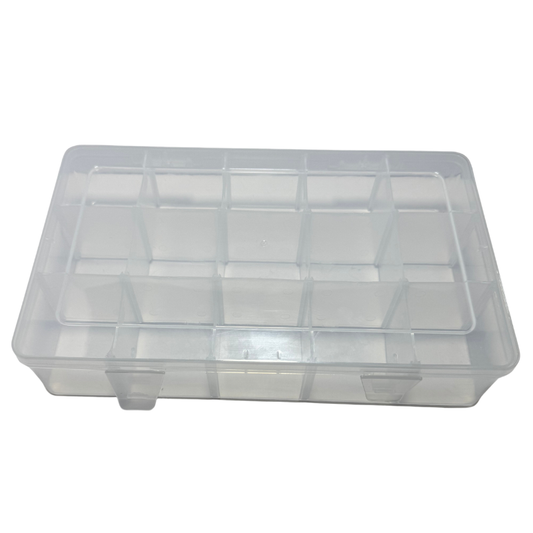 Caja Organizadora 15 Divisiones 27x17 cm - Plástico Transparente para Componentes