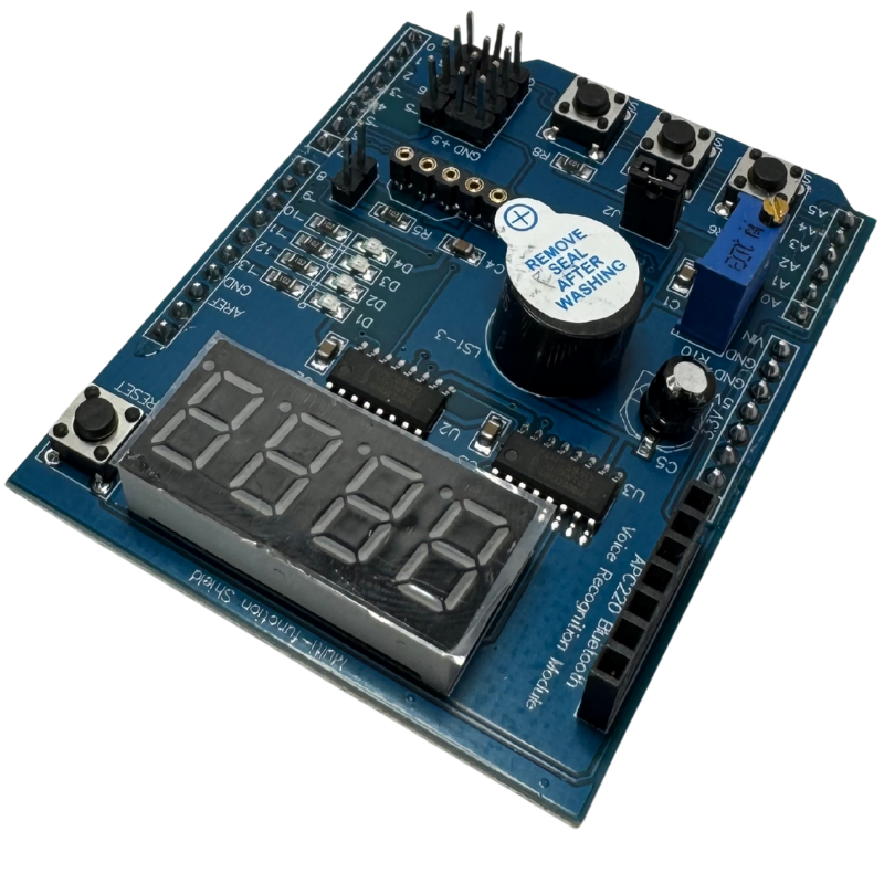 Shield Multifunción para Arduino – Módulo 4 en 1 con Display, Buzzer y Joystick
