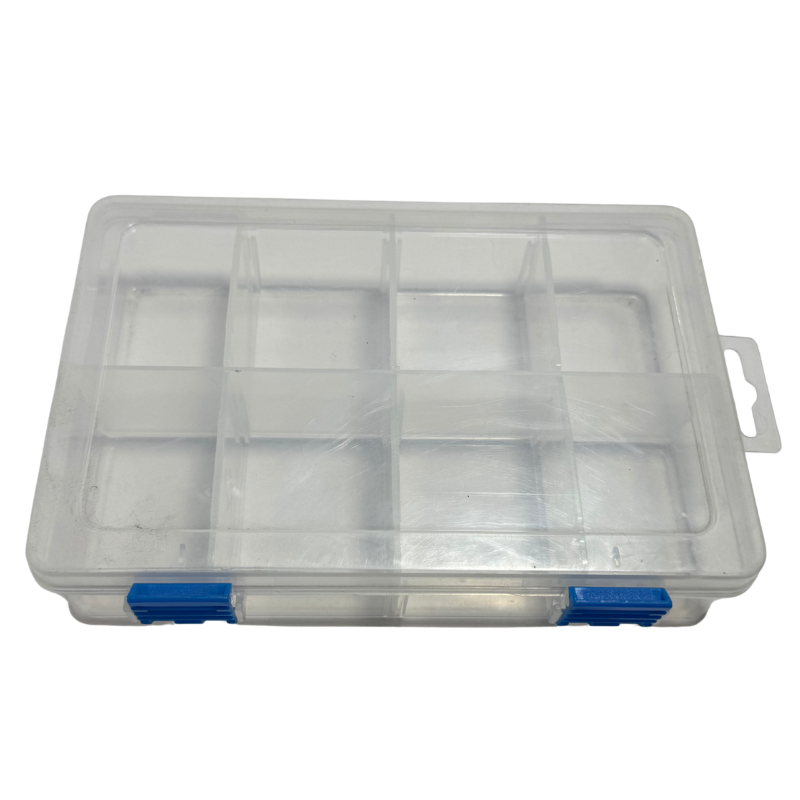 Caja Organizadora Plástica 8 Compartimentos - Transparente con Cierre de Seguridad