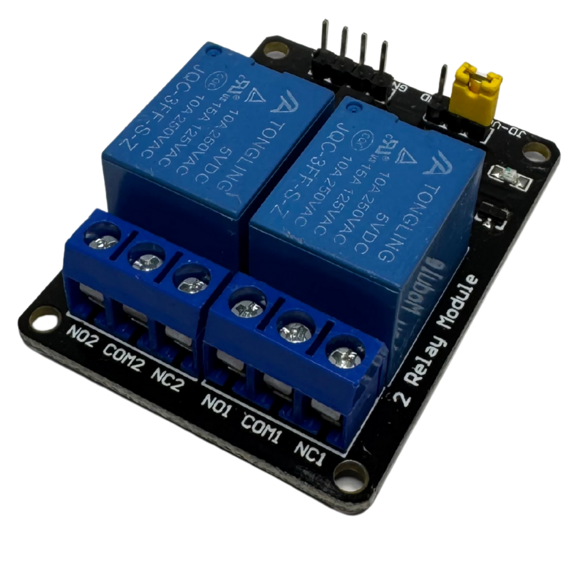 Módulo Relé 5V de 2 Canales con Aislamiento y LEDs Indicadores