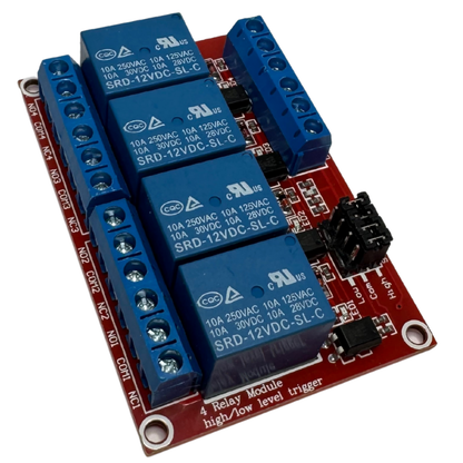 Módulo Relé 12V de 4 Canales con Aislamiento y LEDs Indicadores