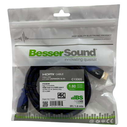 Cable HDMI 4K 1.8m Premium para TV, Laptop, Consola y Decodificador