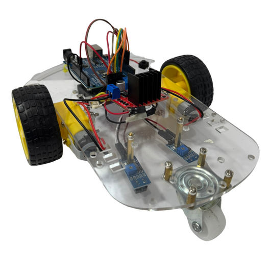 Carro seguidor de línea con Arduino Uno SMD, sensores TCRT5000 y baterías 14500 recargables – Kit armado y programado