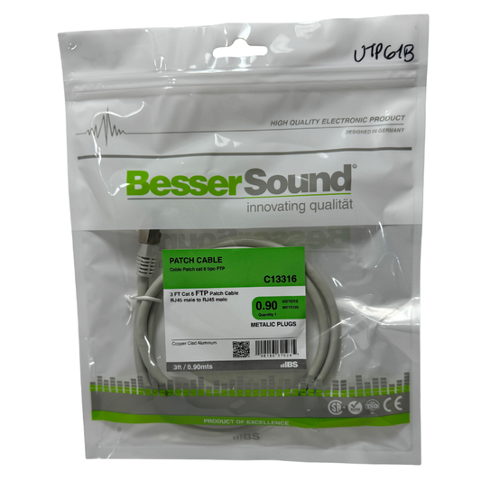 Cable de Red Besser Sound Cat6 FTP 0.90m - RJ45 Macho con Conectores Metálicos