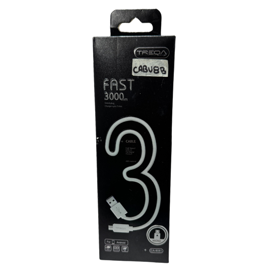 Cable Micro USB TREQA 3 Metros - Carga Rápida para Android y Dispositivos Micro USB