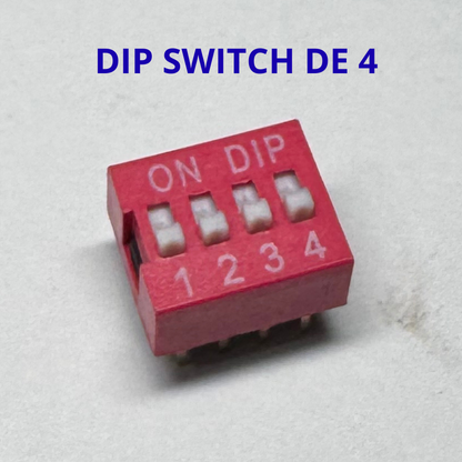 DIP Switch de 4 Pines - Rojo - Configuración Manual de Señales Lógicas