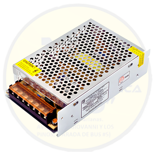 Fuente conmutada 12V 10A – Potencia de 120W – Para cámaras, iluminación LED y equipos electrónicos – Protección contra cortocircuito, sobrecarga y sobrecalentamiento.