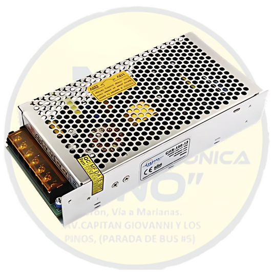 Fuente conmutada 12V 16.5A – Potencia de 200W – Ideal para sistemas de alto consumo como tiras LED potentes, cámaras múltiples y controladores industriales.