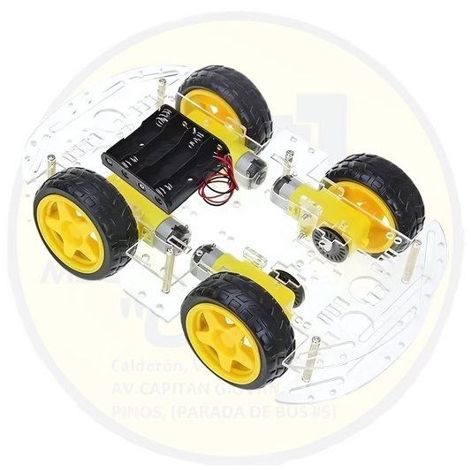 Kit robótico inteligente – Chasis doble acrílico, 4 motores DC, 4 ruedas, porta pilas 4xAA – Ideal para robótica con Arduino