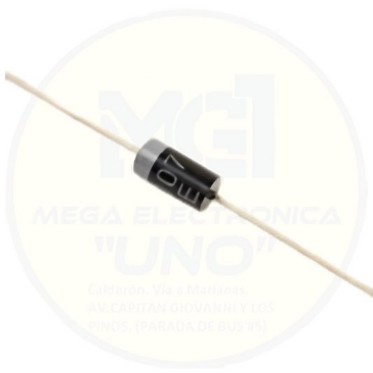 Diodo Rectificador 1N4007 – 1A 1000V – Protección de corriente inversa y rectificación