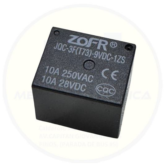 Relé 9V 5P 10A – Control de carga con activación a 9V