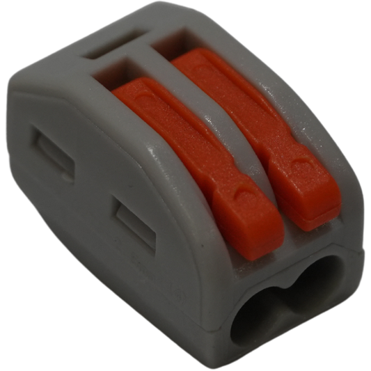 Conector Eléctrico de Empalme Rápido Tipo Unión 2 Polos - Conector a Presión 250V para Cable 0.75-2.5mm² con Palanca de Liberación, Sin Soldadura ni Herramientas