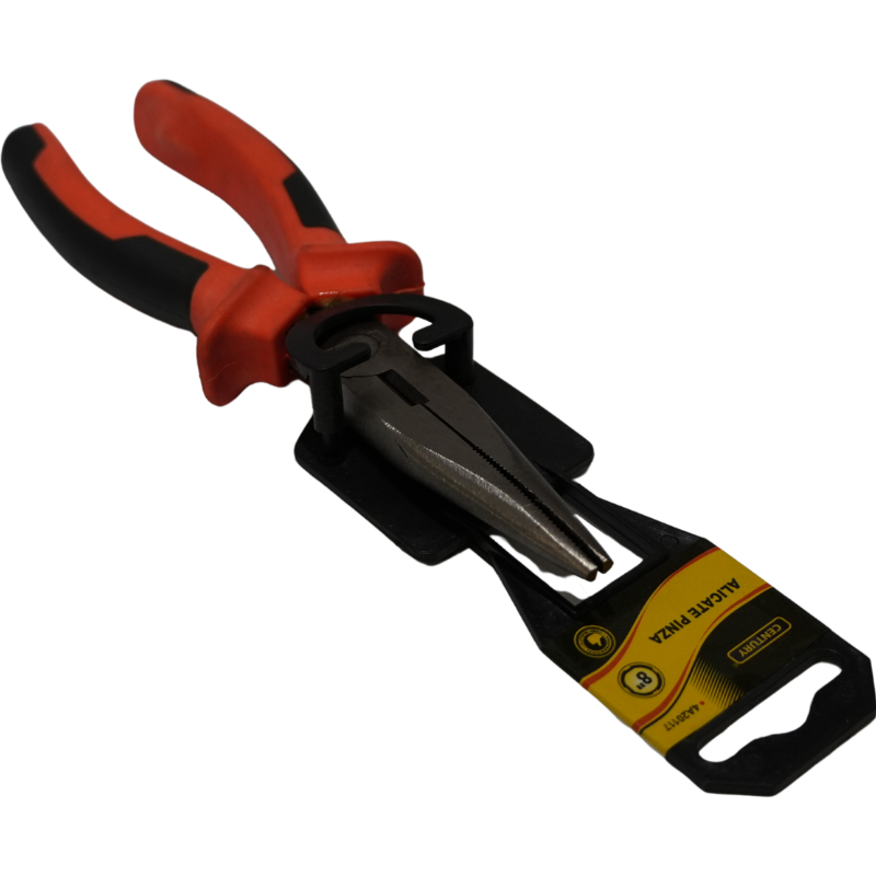 Alicate de Punta Larga 8" CENTURY - Pinza de Mecánico con Corte Lateral y Mangos Ergonómicos Antideslizantes para Electricidad, Automotriz y Taller