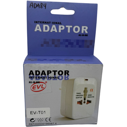 Adaptador Universal de Enchufe EVL EV-T01 – Conecta Equipos Internacionales a Tomas 110V