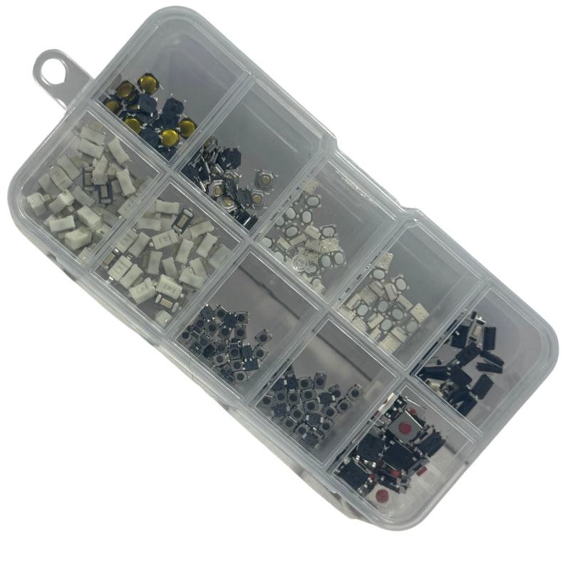 Kit Surtido 250 Micro Pulsadores Táctiles SMD y DIP - 10 Tipos para PCB, Arduino y Controles