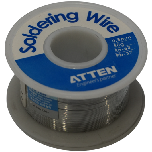 Estaño para Soldar ATTEN 63/37 de 0.5mm - Rollo de 50g Sn63/Pb37 Eutéctico para Microsoldadura, Componentes SMD y Reparación de Celulares