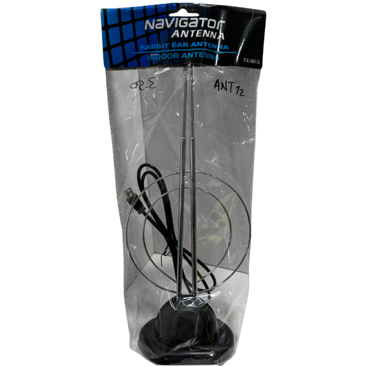 Antena Interior Económica para TV – Tipo Orejas de Conejo con Cable Coaxial