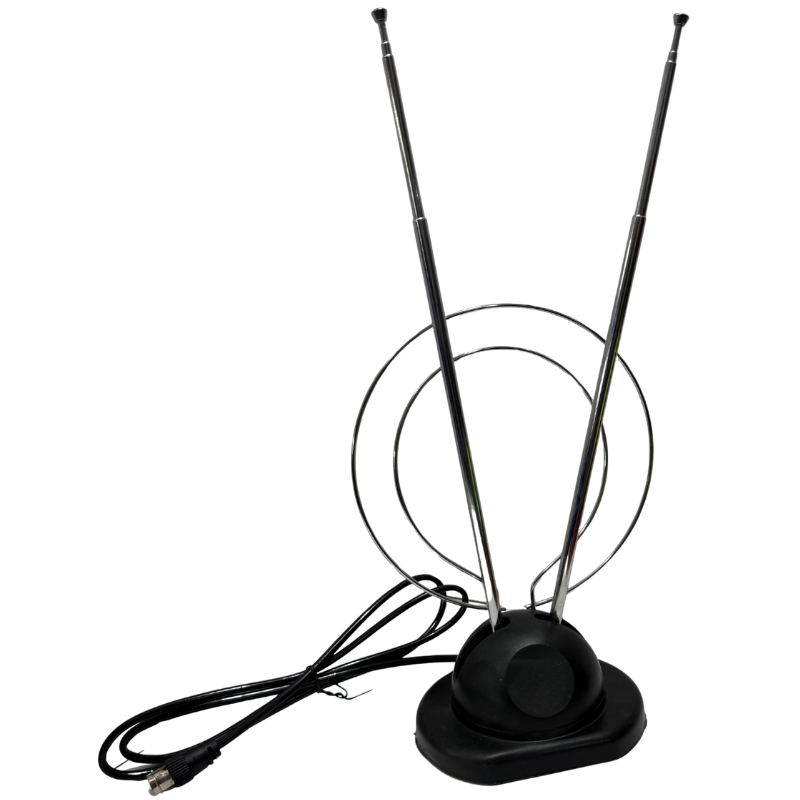 Antena Interior Económica para TV – Tipo Orejas de Conejo con Cable Coaxial
