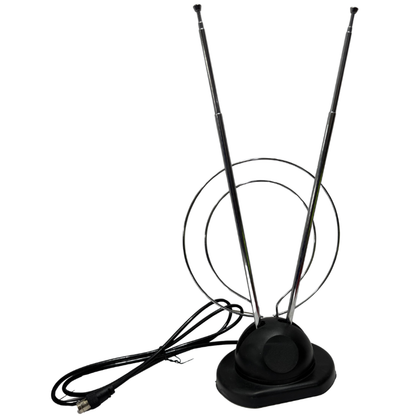Antena Interior Económica para TV – Tipo Orejas de Conejo con Cable Coaxial