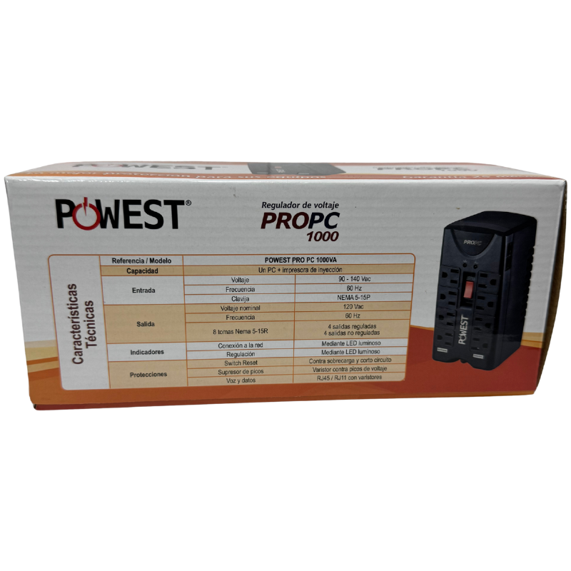 Regulador de Voltaje Powest PROPC 1000 – Protege tu TV, Router y Equipos para Ver el Mundial