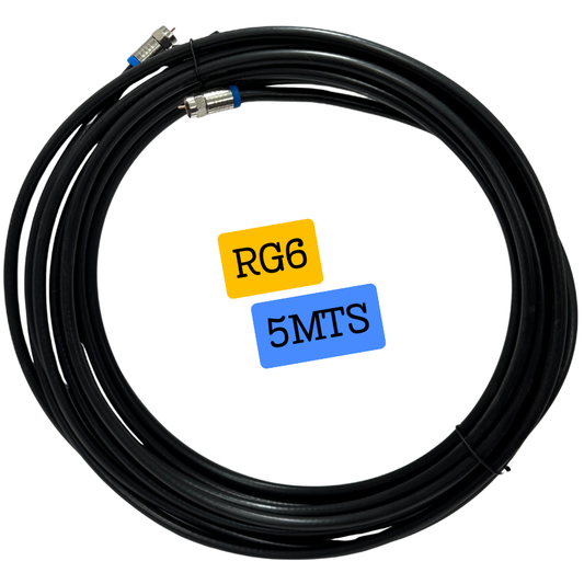 Cable Coaxial para TV y Antena de 5 Metros con Conector
