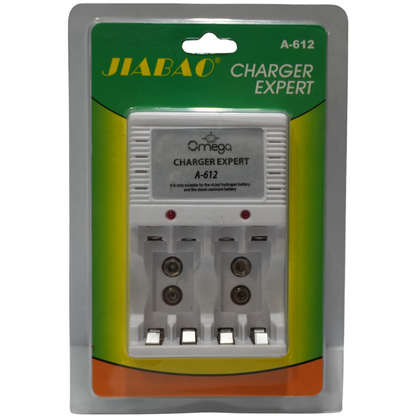 Cargador de Pilas Recargables JIABAO - Carga AA, AAA y Baterías 9V NiMH/NiCd con Leds Indicadores