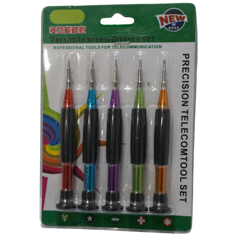 Set de Desarmadores de Precisión 5 en 1 - Kit Profesional de Puntas Torx, Pentalobe, Tri-Wing, Phillips y Plana