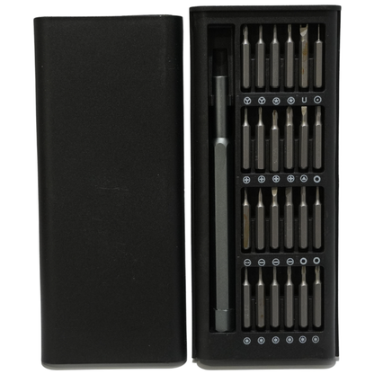 Set de Desarmadores de Precisión 24 en 1 - Kit de Puntas Magnéticas de Acero con Mango de Aluminio Giratorio y Estuche Organizador