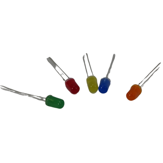 Diodo LED 5mm - Disponible en Azul, Rojo, Verde, Amarillo y Naranja - Componente Electrónico para Arduino, Protoboard, Indicadores y Proyectos DIY (Venta por Unidad)
