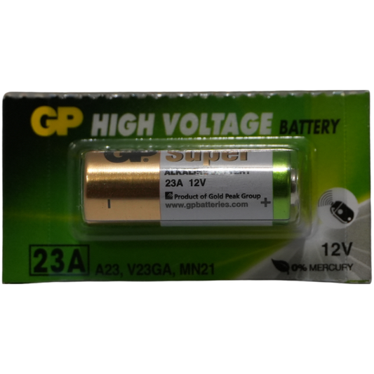 Pila Alcalina GP 23A 12V - Batería para Control Remoto de Portón, Alarma y Timbre - Equivalente a A23, V23GA, MN21, 8LR932 y LRV08