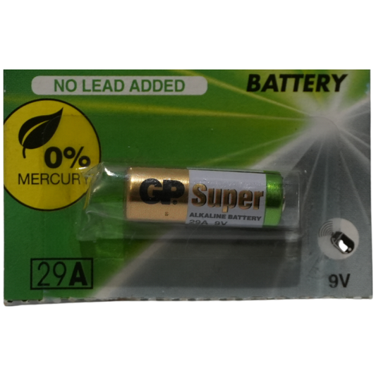 Pila Alcalina GP 29A 9V - Batería Cilíndrica para Control Remoto de Alarma y Llave de Auto - Equivalente a A29, MN29, V29GA, L721 y LR29A