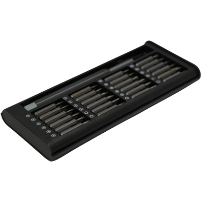 Set de Desarmadores de Precisión 24 en 1 - Kit de Puntas Magnéticas de Acero con Mango de Aluminio Giratorio y Estuche Organizador