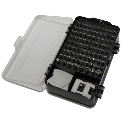 Kit Profesional de Desarmadores de Precisión 113 en 1 - 98 Puntas Magnéticas con Mango de Trinquete, Eje Flexible, Ventosa, Púas de Apertura y Magnetizador para Reparación de Celulares